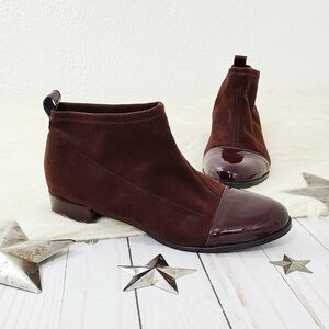 Anthropologie KMB ankle boots red oxblood suede 38